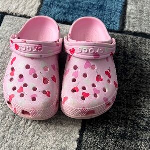 CROCS Kids' Pink and Red Heart Sandals